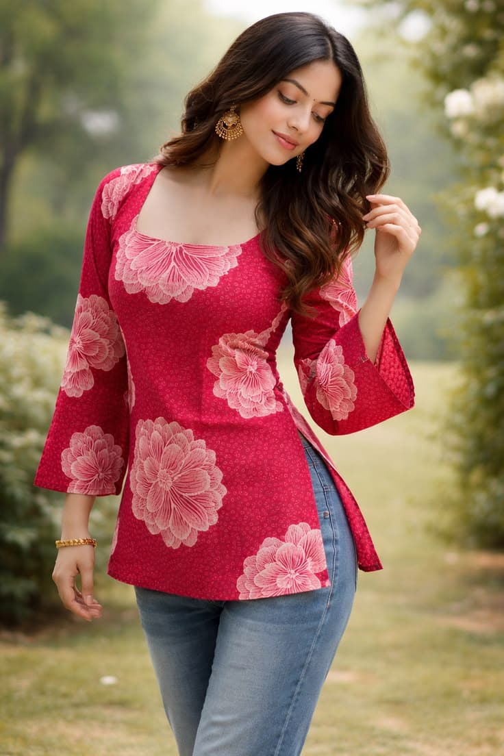 Gulbahar Rani Floral Short Kurti